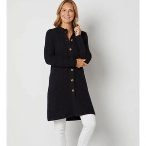 Sail to sable  BUTTON FRONT HONEYCOMB KNIT CARDIGAN black gold buttons xs